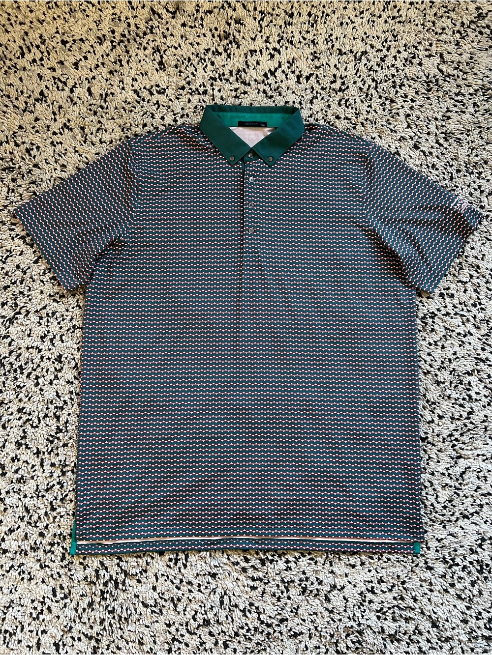 Greyson Golf Polo Shirt Green Red Geometric Print La Cantera Resort Men’s XXL